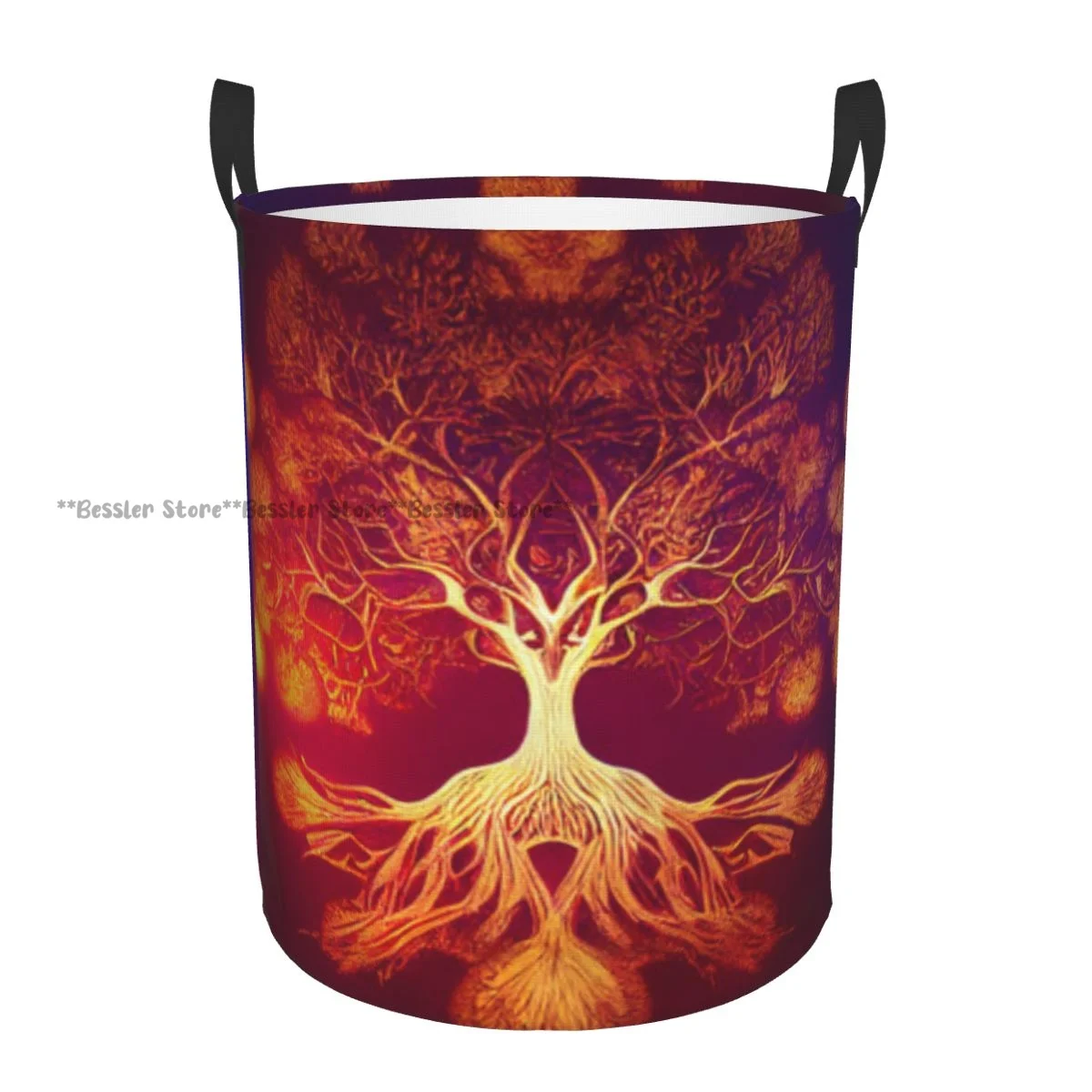 

Dirty Laundry Basket Tree Of Life Yggdrasil Folding Clothing Storage Bucket