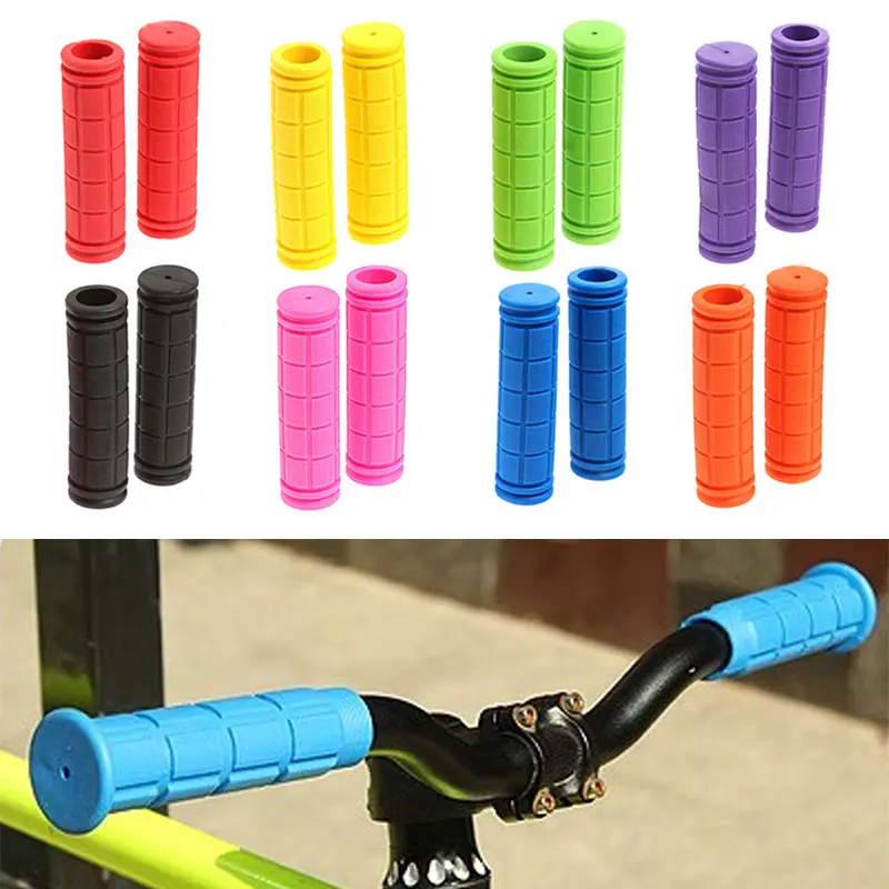 1 Pair Bike Handlebar Grips Soft Scooter Extreme Bicycle Rubber Non-slip Shockproof Mountain Folding Bike Bicycle Accessories