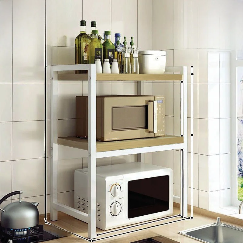 

Двухъярусная выдвижная подставка для микроволновой печи и рисоварки из углеродистой стали, простая, компактная, для столешницы