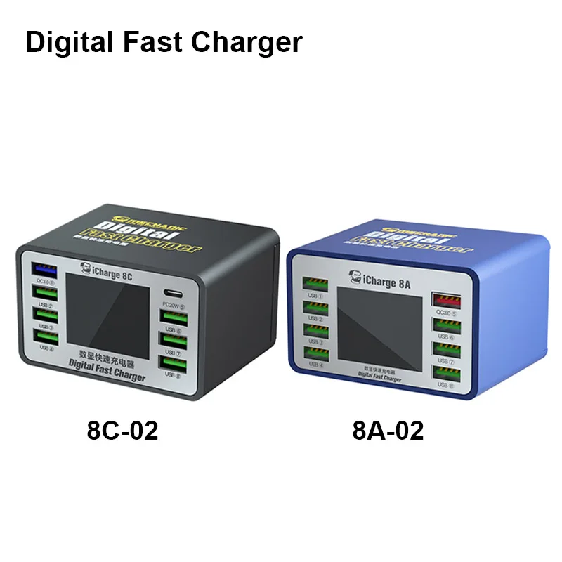 MECHANIC iCharge 8A 8C QC3.0 PD Protocol Digital Fast Charger for Mobile Phone Multiple Charging Ports Quick Charging Station