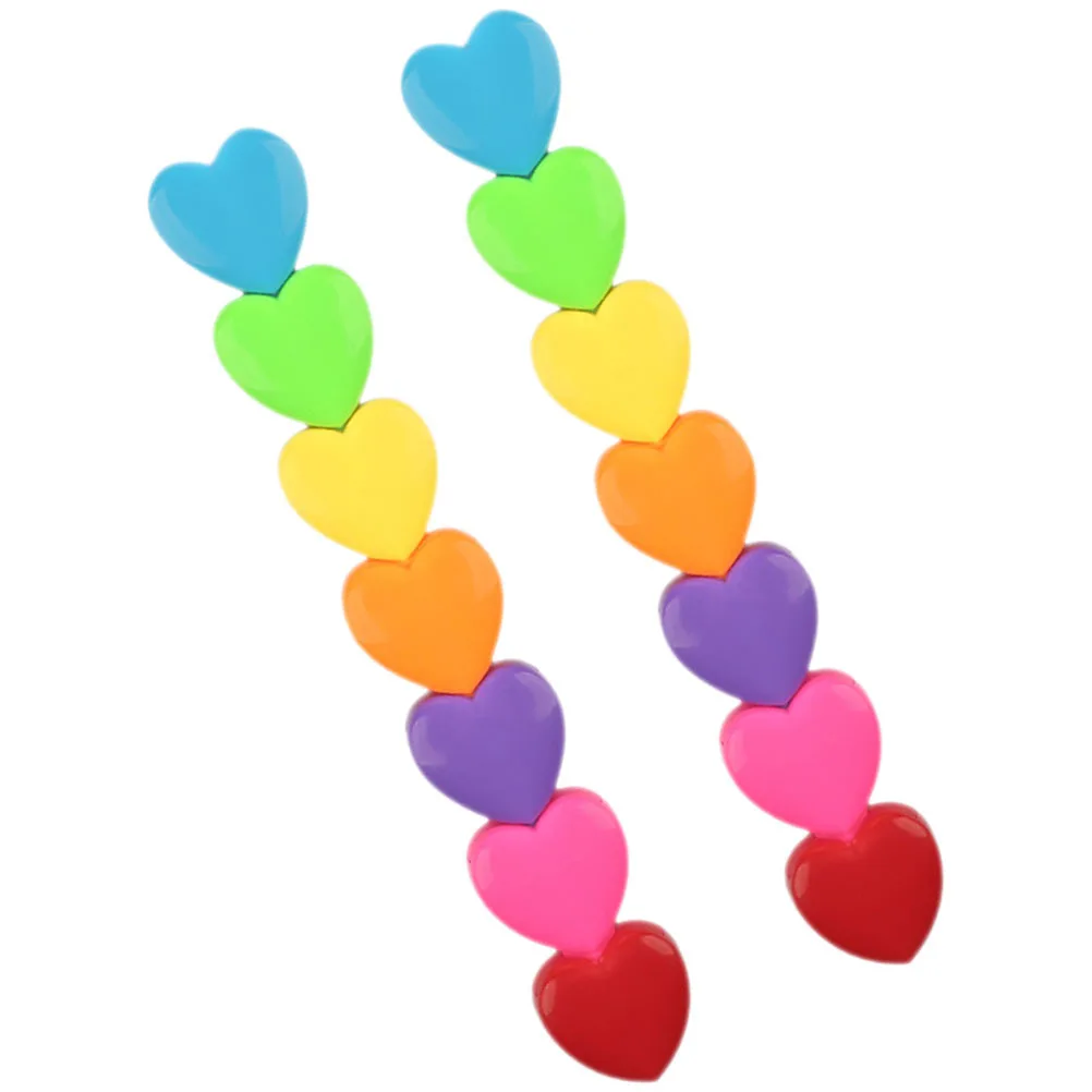 

2Pcs Heart Shaped Fluorescent Highlighters Cute Cartoon Markers for School Office Multicolor Assorted Students Supplies
