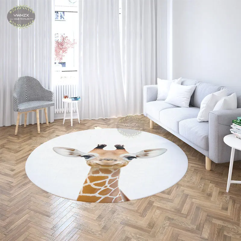 

Baby Room Carpet Animal Circle Rug Children Play Crawling Mat Flannel Trendy Non-Slip Bedroom Modern Home Decoration Accessories