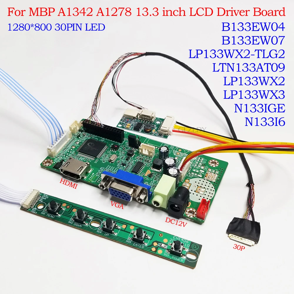 LCD Controller Board For 13.3 inch 1280*800 30PIN IPS HDMI VGA N133I6-L01 N133I6-P01 LP133WX2-TLC1 N133IGE LTN133AT09 B133EW07