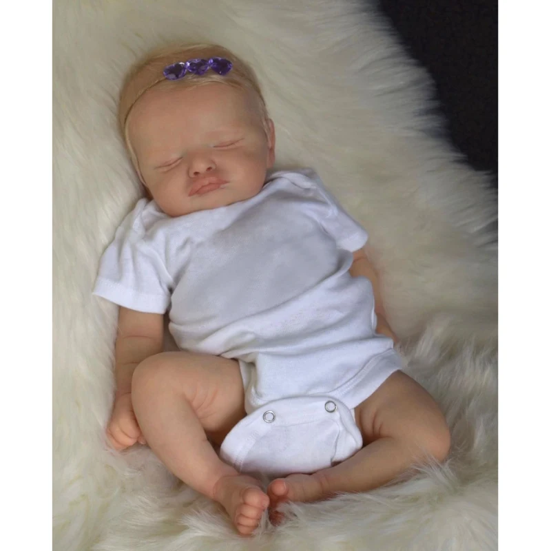 19inch Full Body Silicone Reborn Baby Doll Already Painted Sleeping Rosalie Lifelike Soft Touch Bath Toy 3D Skin