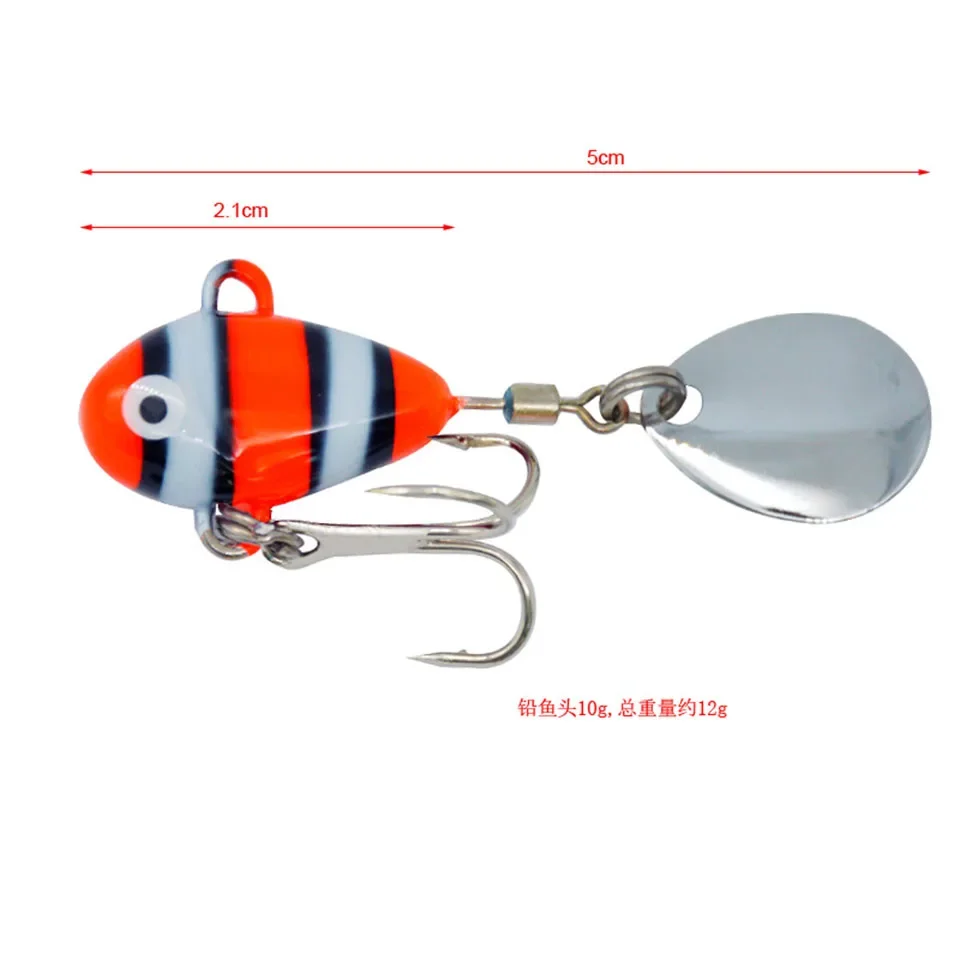 ALASICKA 1PCS 10g 2.1cm New Metal Mini VIB With Spoon Fishing Lure Fishing Tackle Pin Crankbait Vibration Spinner Sinking Bait