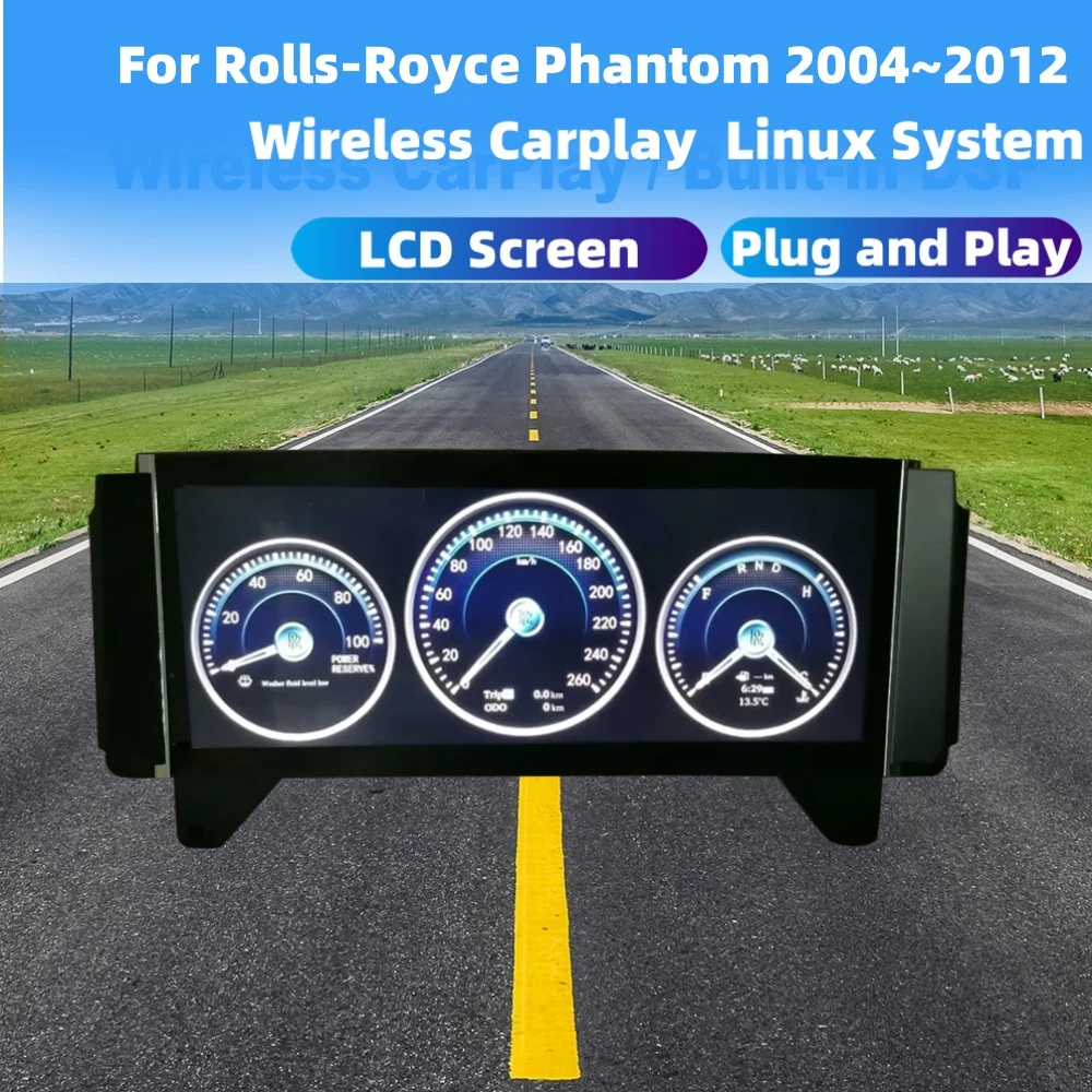 

For Rolls-Royce Phantom 2004~2012 Wireless Carplay Speed Meter Display LCD Cluster Instrument Panel Multimedia Player Dashboard