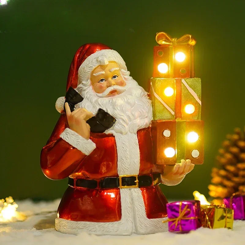 

Resin Santa Claus Call Delivers Gifts Figurines for Interior Home Living Room Mantel Christmas Dolls Xmas Noel Decor