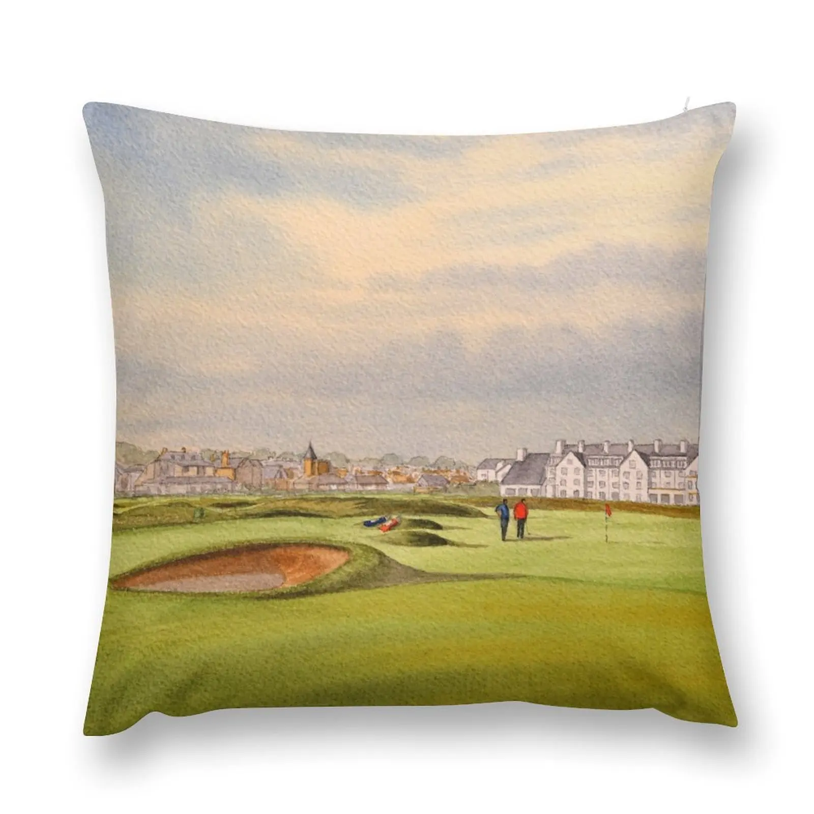 Carnoustie Golf Course Scotland With Clubhouse Throw Pillow Pillowcase Cushion Sofa Covers pillow