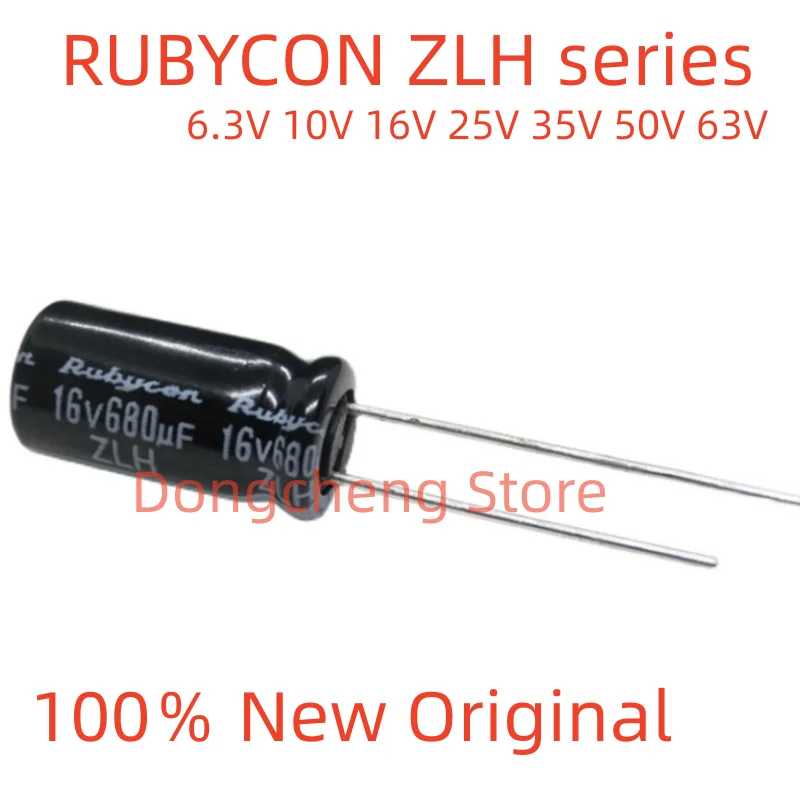

20PCS/LOT RUBYCON ZLH 6.3V 10V 16V 25V 35V 50V 63V 47UF 100UF 470UF 560UF 820UF 2200UF electrolytic capacitors 105 degrees