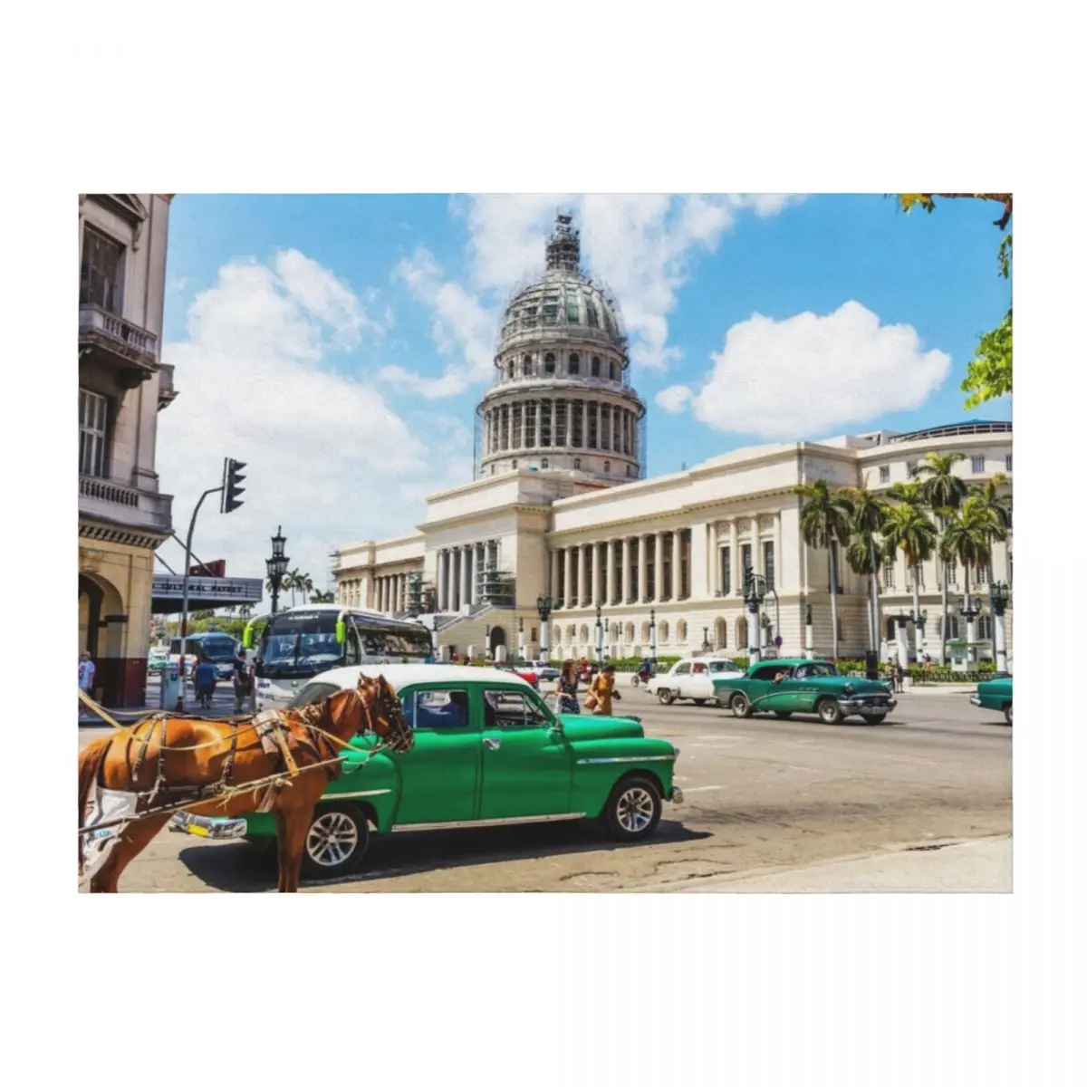 

Capitol Building Havana Cuba Throw Blanket Cute Plaid on the sofa Bed Blankets