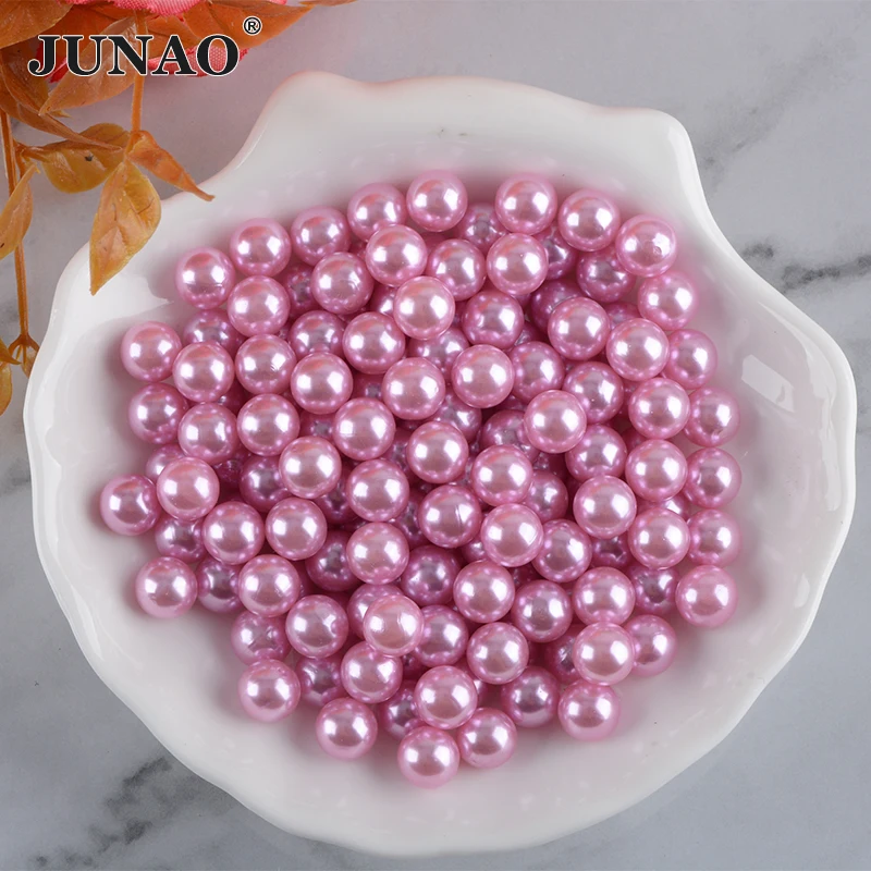 JUNAO Wholesale 2 3 4 6 8 10 12 18 20mm Purple Color Plastic Imitation Pearl Beads Loose Round Beads For DIY Jewelry Making