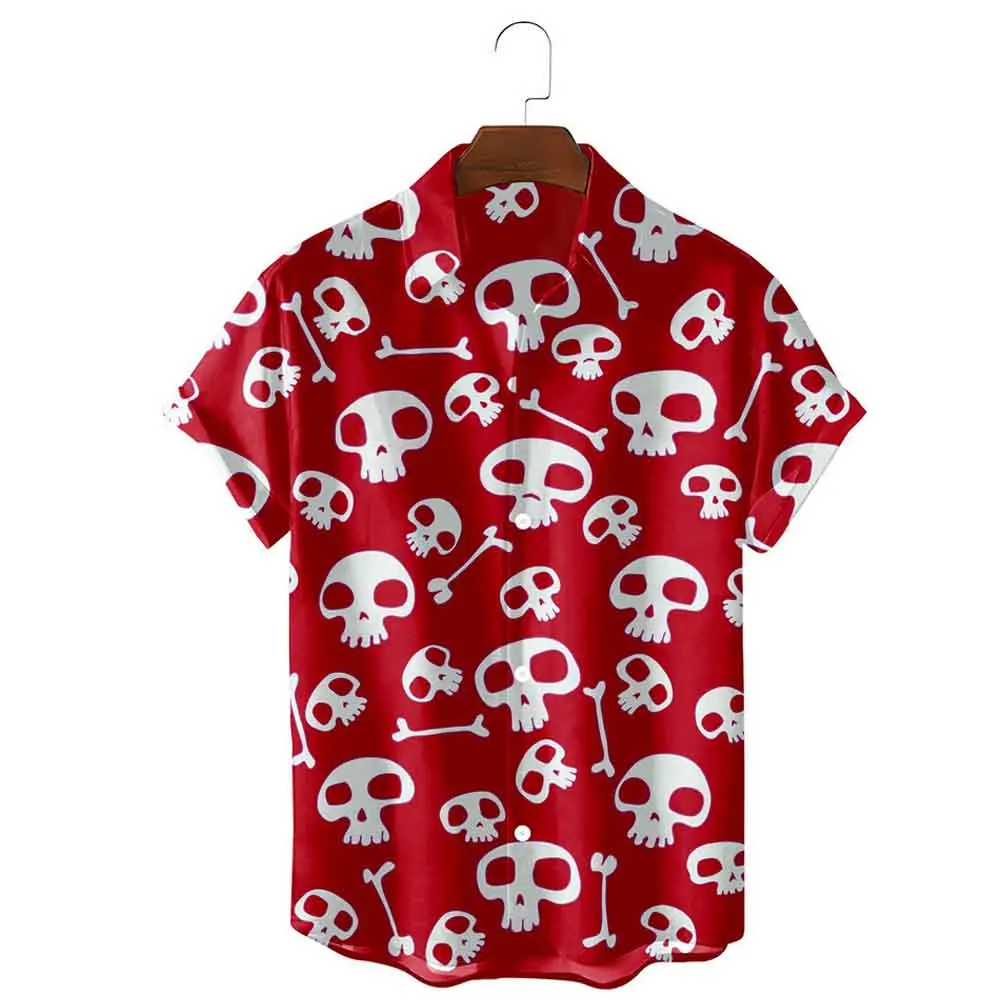 Skull print 3d printed beach shirt Short Sleeve Hawaiian shirt Men\'s shirt Casual shirt Cuba Camisa men\'s clothing