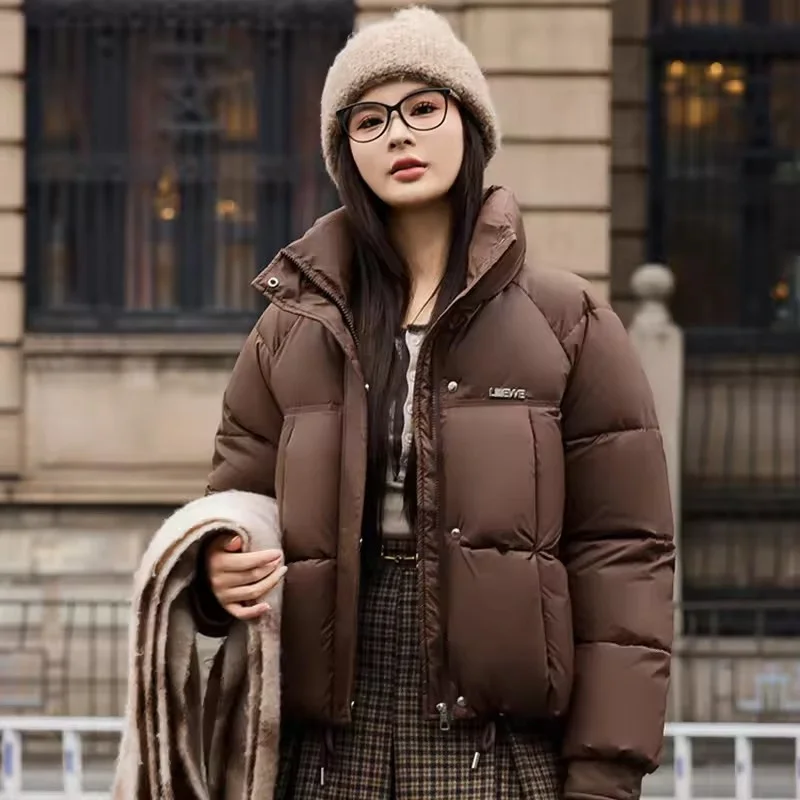Nueva chaqueta de invierno Parkas para mujer, Chaqueta corta acolchada de algodón gruesa y cálida, prendas de vestir exteriores para mujer, abrigo holgado de manga larga para pan, abrigo