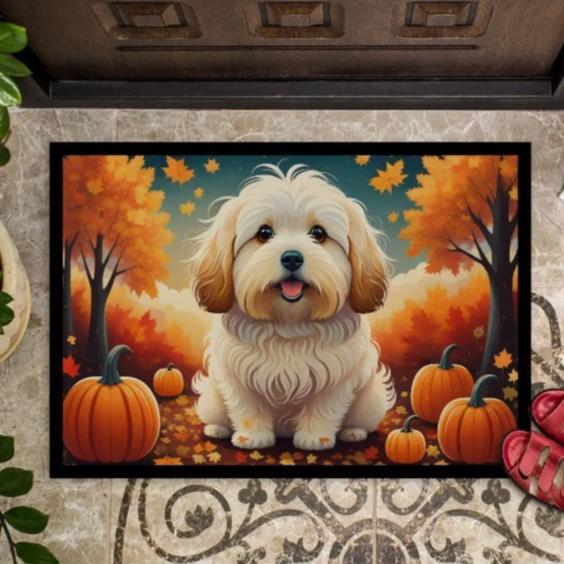 Zerbino da ingresso Fall Vibe Coton De Tulear, resistente all'usura, antiscivolo, facile da pulire