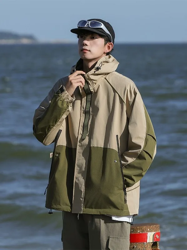 

American Sle Men's Outdoor Waterproof Work Jaet Spring Autumn New Color Blo Hooded Mountain Climbing Fce Jaet