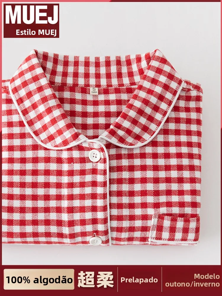 red-thickened-pure-cotton-flannel-plaid-sleepwear-for-women-autumn-winter-home-clothes-couples-matching-soft-long-sleeve-pajamas