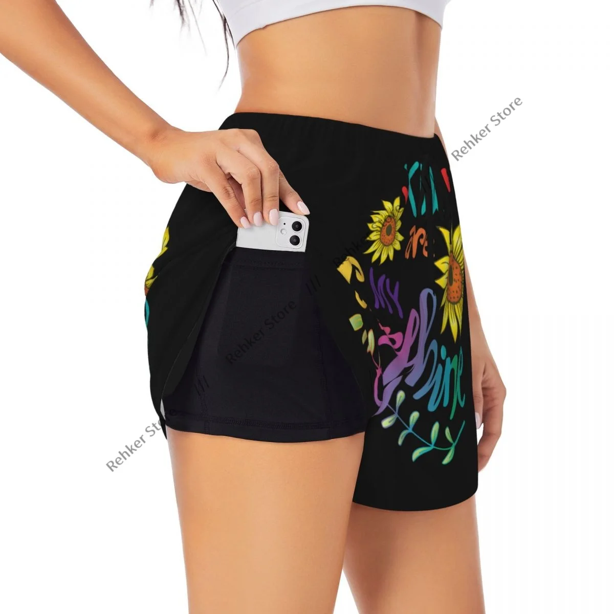 Damskie spodenki sportowe You Are My Sunshine Running Yoga Fitness Szybkoschnące badmintonowe treningowe z kieszenią