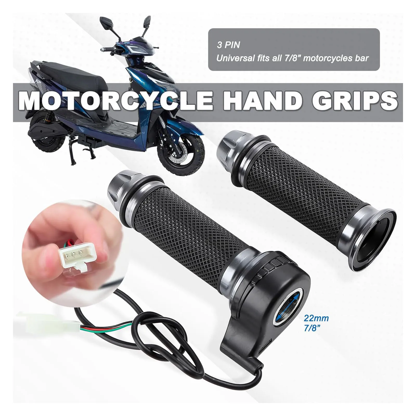 Pegangan Sepeda 7/8 Inci 22Mm Pegangan Tangan Sepeda Motor Pegangan Tangan untuk Aprilia Victory Yamaha BMW Ducati Honda Suzuki Kawasaki