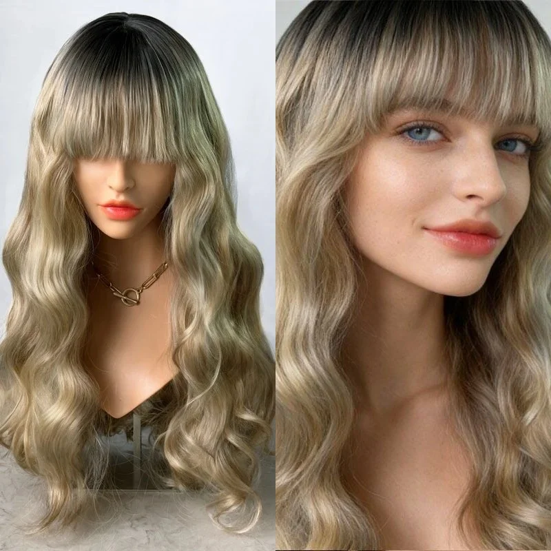 party-daily-cosplay-wig-ombre-blonde-brown-synthetic-hd-lace-front-wig-with-bangs-for-women-girls-gfit-wig-soft-long-wave-wig