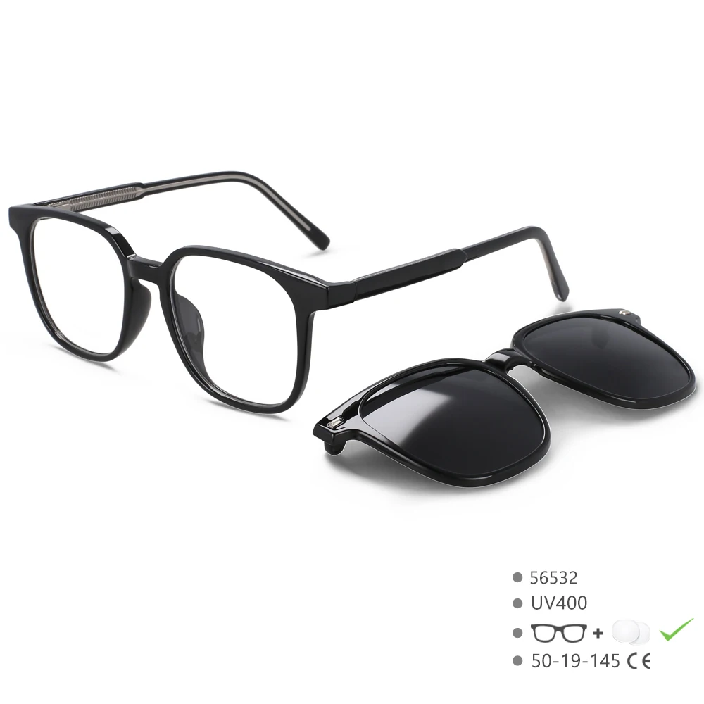 56532 Mode Anti Blaues Licht Quadratische Brillengestelle Polarisierte Sonnenbrille Magnetische Clip Frauen Computer Brillen