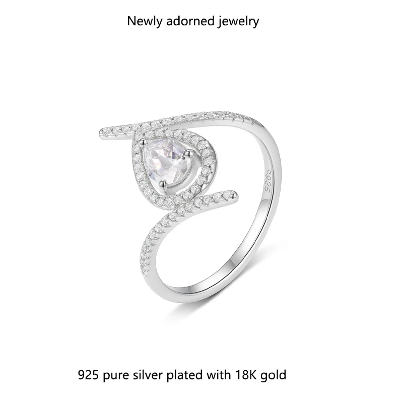 

Серебряное кольцо S925 с муассанитом для женщин, с каплевидной формой и полным дизайном, бестселлер по независимых интернет-магазинах.