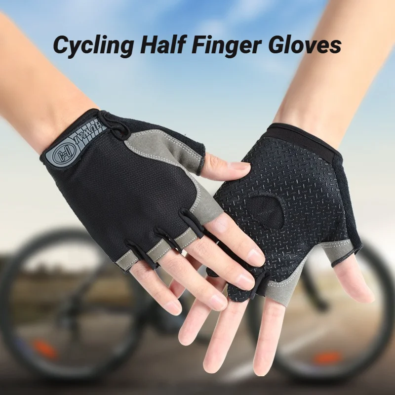 

A Pair of Half Finger Cycling Gloves Men Women Anti Slip Shock Breathable Summer Bicycle Fingerless Sports Gym Training Bike