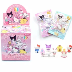 Kawaii 32 pezzi in scatola Sanrio Family Cute Pet Cartoon 3D gomma tridimensionale premio cancelleria