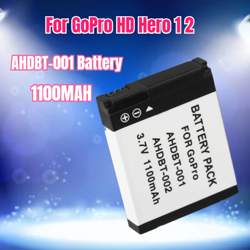 

1100MAH AHDBT-001 Battery for GoPro HD Hero 1 2 Motorsports Surf Outdoor 960 1080p Edition, Charger for Go Pro Hero1 Hero2