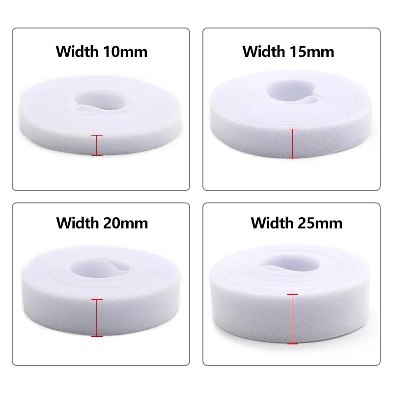 5m/roll White Cable Ties Reusable Loop Bundle Self Adhesive Nylon Strap Organizer Clip Wire Holder Management Fastening Tape DIY