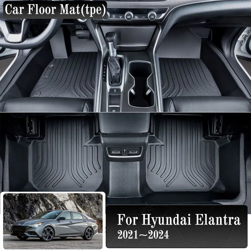 

Car Floor Mats For Hyundai Elantra Avante i30 Sedan CN7 2021 2022 2023 2024 Waterproof Foot Cover Mat LHD Carpet Car Accessories