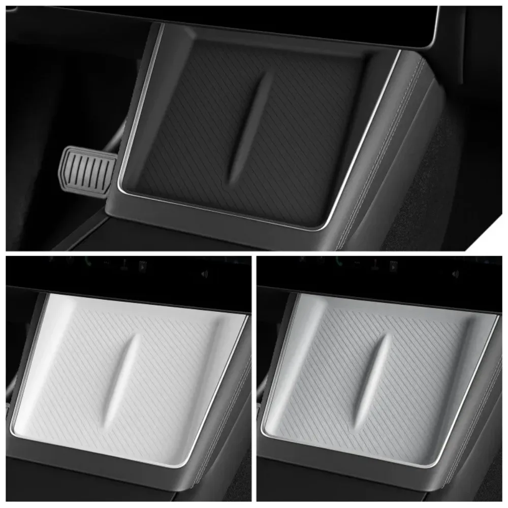 Wireless Charge Pad For Tesla Model Y LAUNCH 2025 Juniper Plaid Center Console Charging Station Mat Silicone Protector Anti-skid
