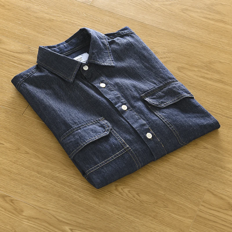 

Heavyweight Cotton Denim Short Sleeve Shirt Men's Summer Casual Loose Fit Jeans Shirt Youth Trend Standard Edition