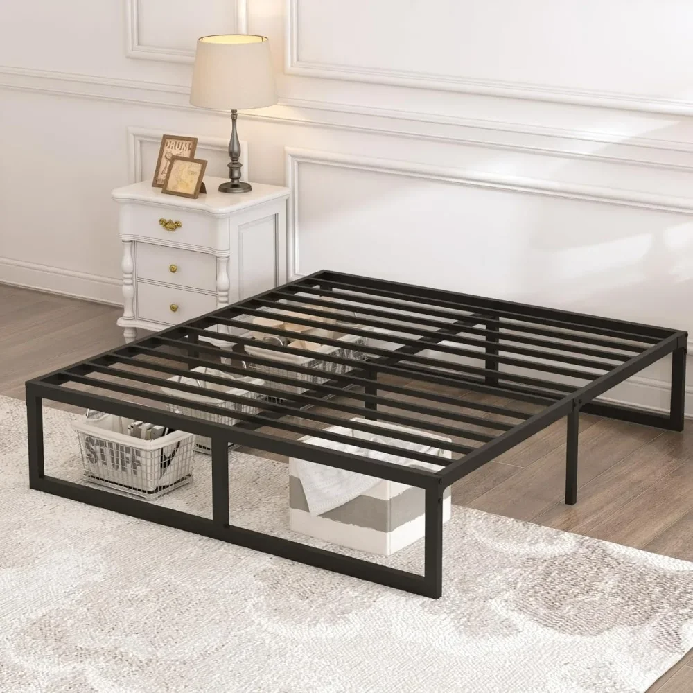 14 Inch Bed Frame,3500 lbs Heavy Duty Metal Platform, Steel Slats Support/No Box Spring Needed