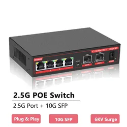 6-portowy Multi-gigabitowy 2.5Gbps niezarządzany Plug and Play Network Ethernet G Switch przełącznik POE Gigabit dla Router wi-fi