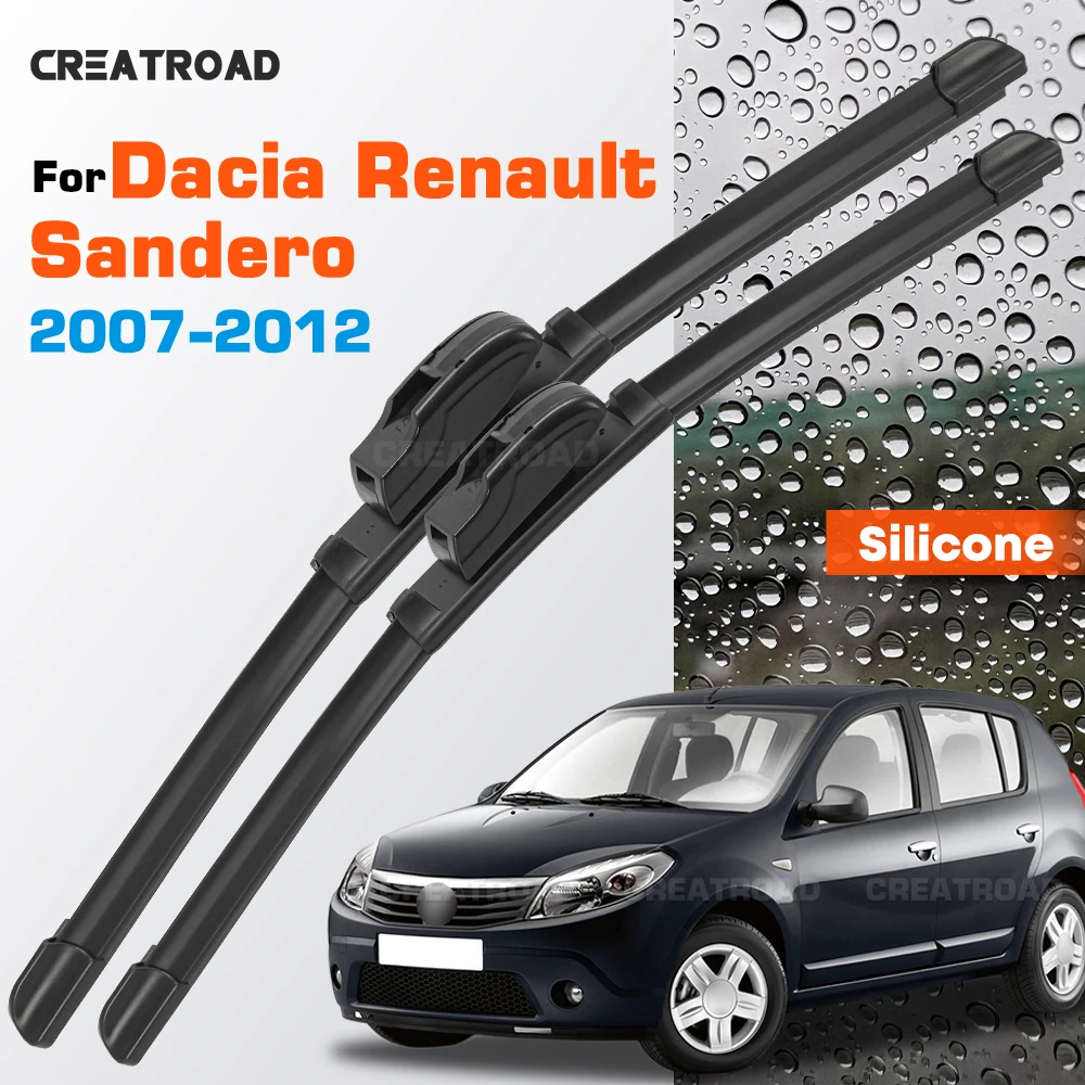 

Silicone Wiper Blades Fit For Dacia Renault Sandero MK1 2007-2012 Coated Silent HD Wear-Resistant Car Windshield Wipers 21"+20"
