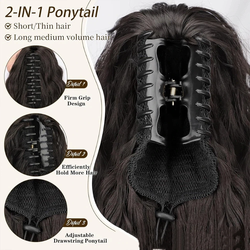 Fashion Synthetic Hair Ponytail Extension Curly Hair Fluffy Texture Ponytail Hair Long Wavy Natural Claw Clip Hair Accessories