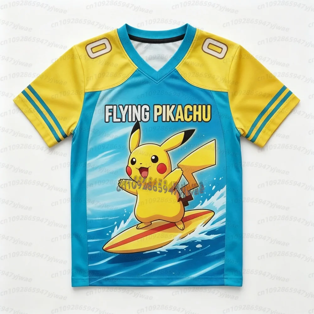 2026 Herren Anime Pokémon Pikachu Print Fußballtrikots Cartoon Kurzarm Sport T-Shirt Cosplay Tops Kinder Damen Herren T-Shirt – Detail 8