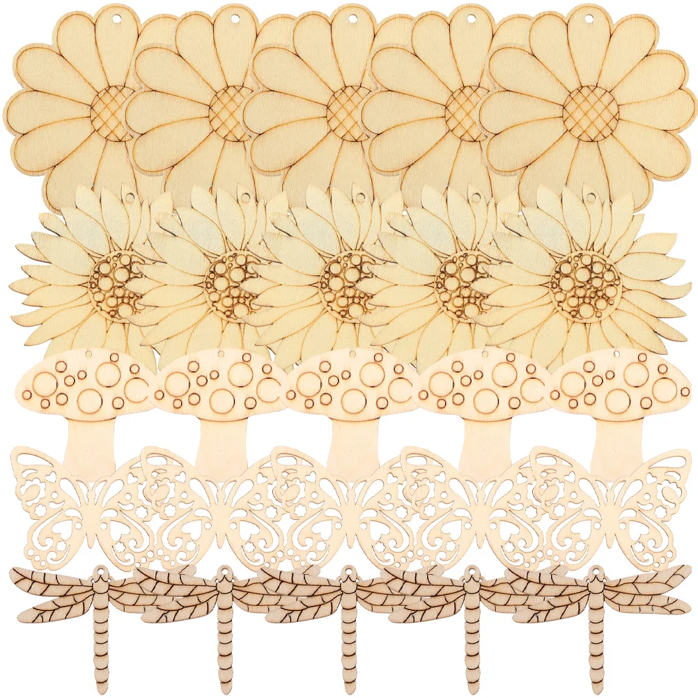 

50 Sets Wood Pieces for DIY Painting Lightweight Blank Wooden Slices Craft Kindergarten Decor Home Accessories