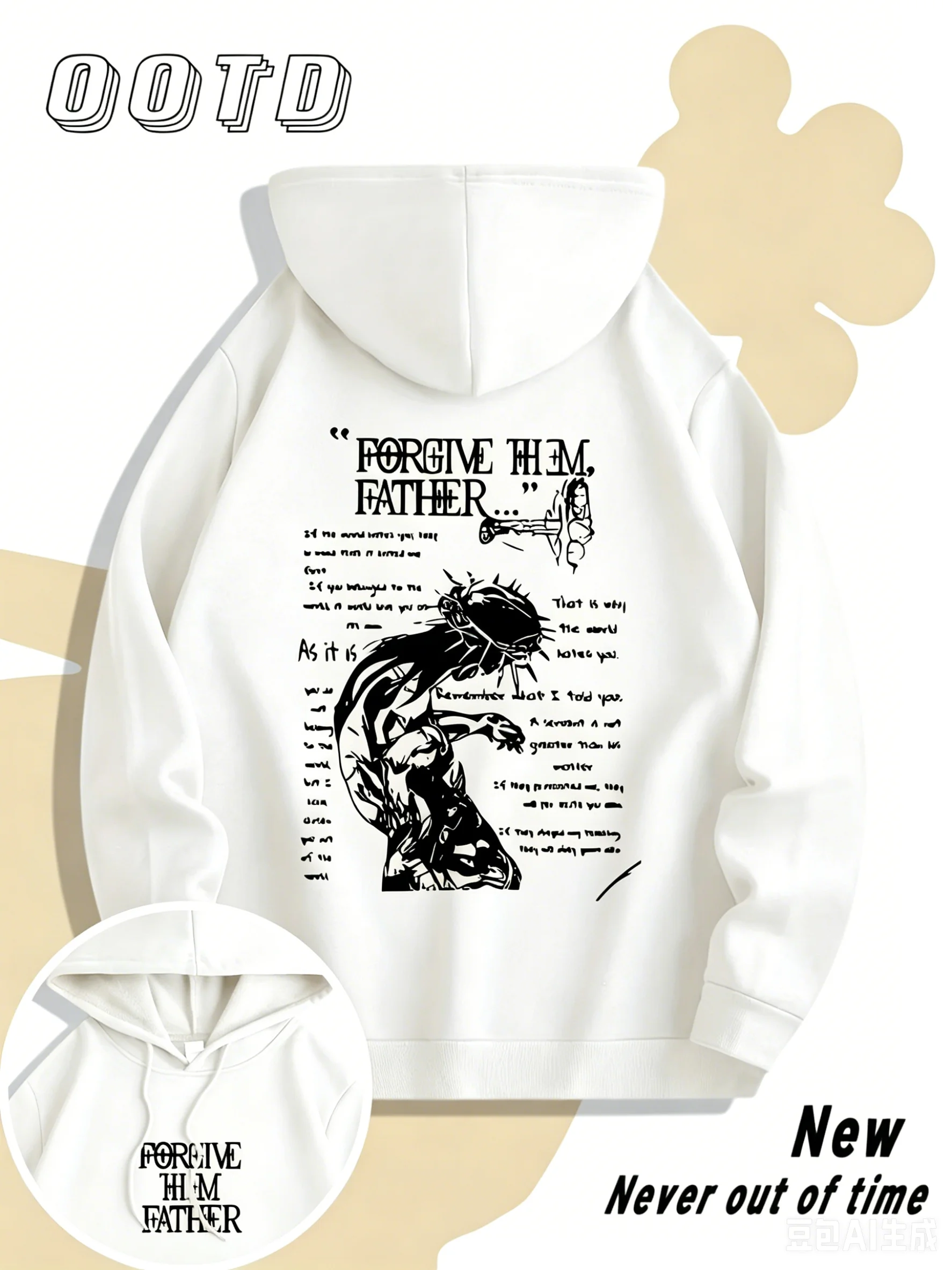 Men's Loose Comfortable Fall and Winter Trendy Printed Warm Hooded Sweater Is Suitable for Outdoor Activities Daily Commuting.