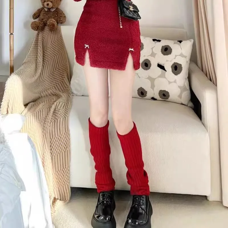 Candy Color Sweet Girl Leg Warmers NEW Korean Knitted Foot Cover Women Solid Color Autumn Winter Stylish Elastic Long Tube Sock