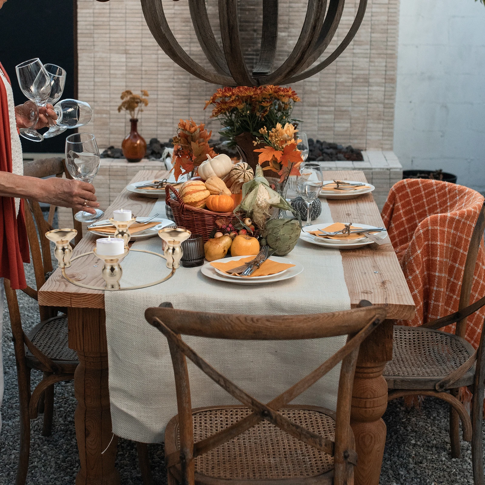 1pc Ring Iron Made For Xmas Party Table Centerpiece Taper Pillar Holder Wreath Accessory Decorative Candelabra