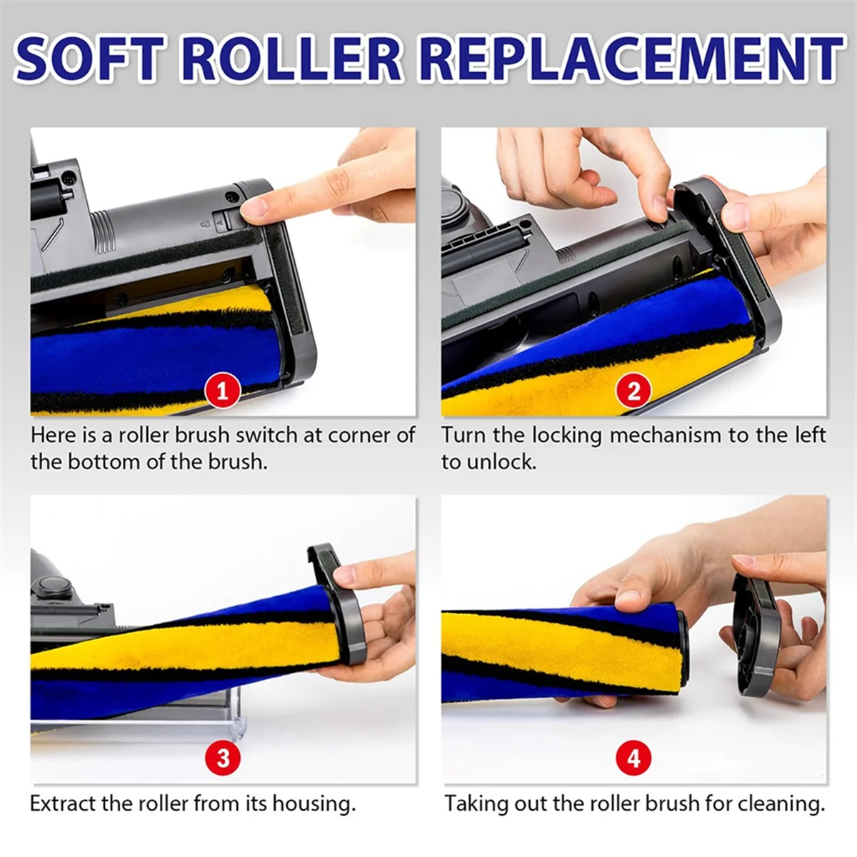 다이슨 진공 부착물용 LED 소프트 롤러 클린 헤드, 단단한 바닥용 먼지 및 이물질 조명, V7 V8 V10 V11