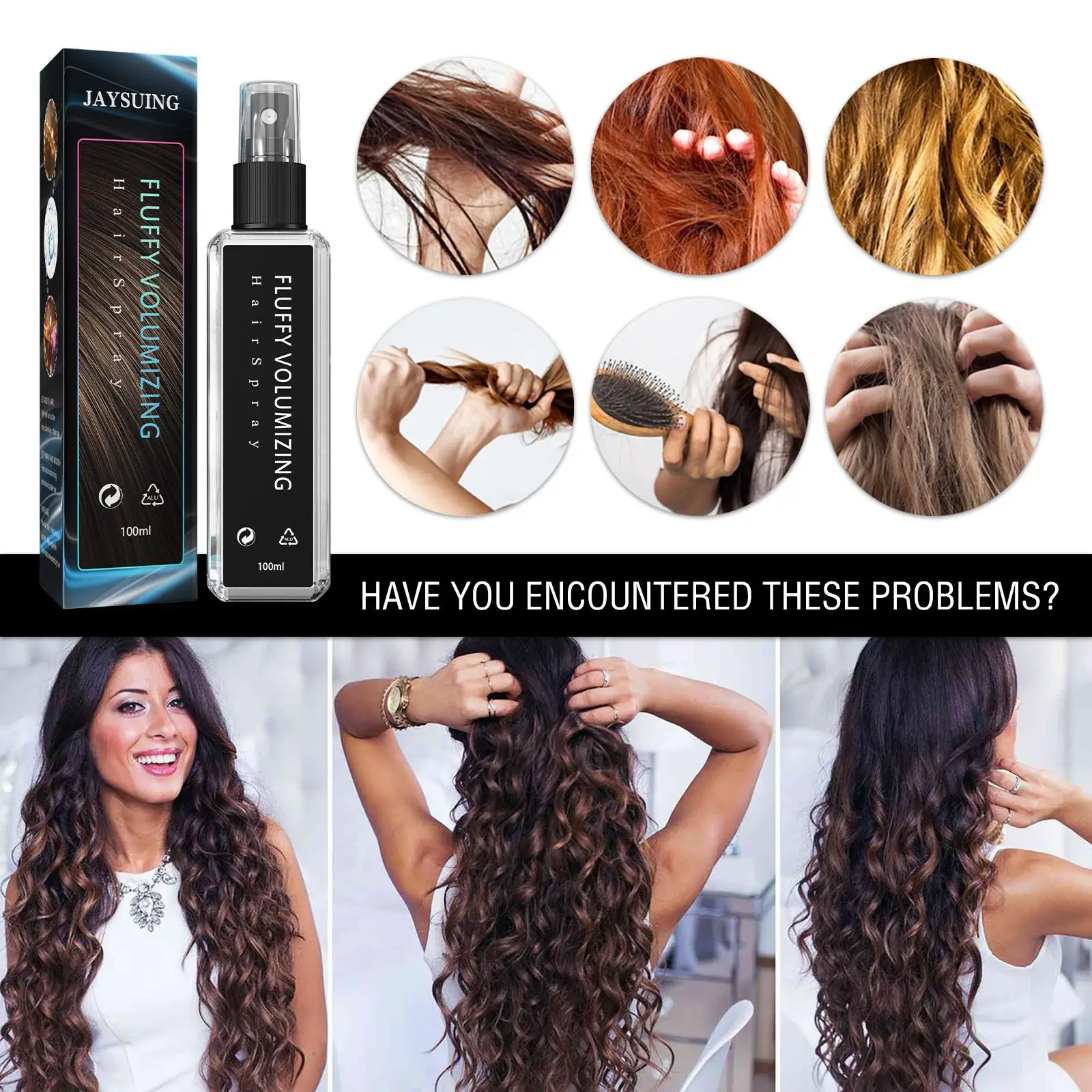 男性と女性のためのべたつかないヘアボリューム式、インスタントロングヘア、ユニークな髪、00ml