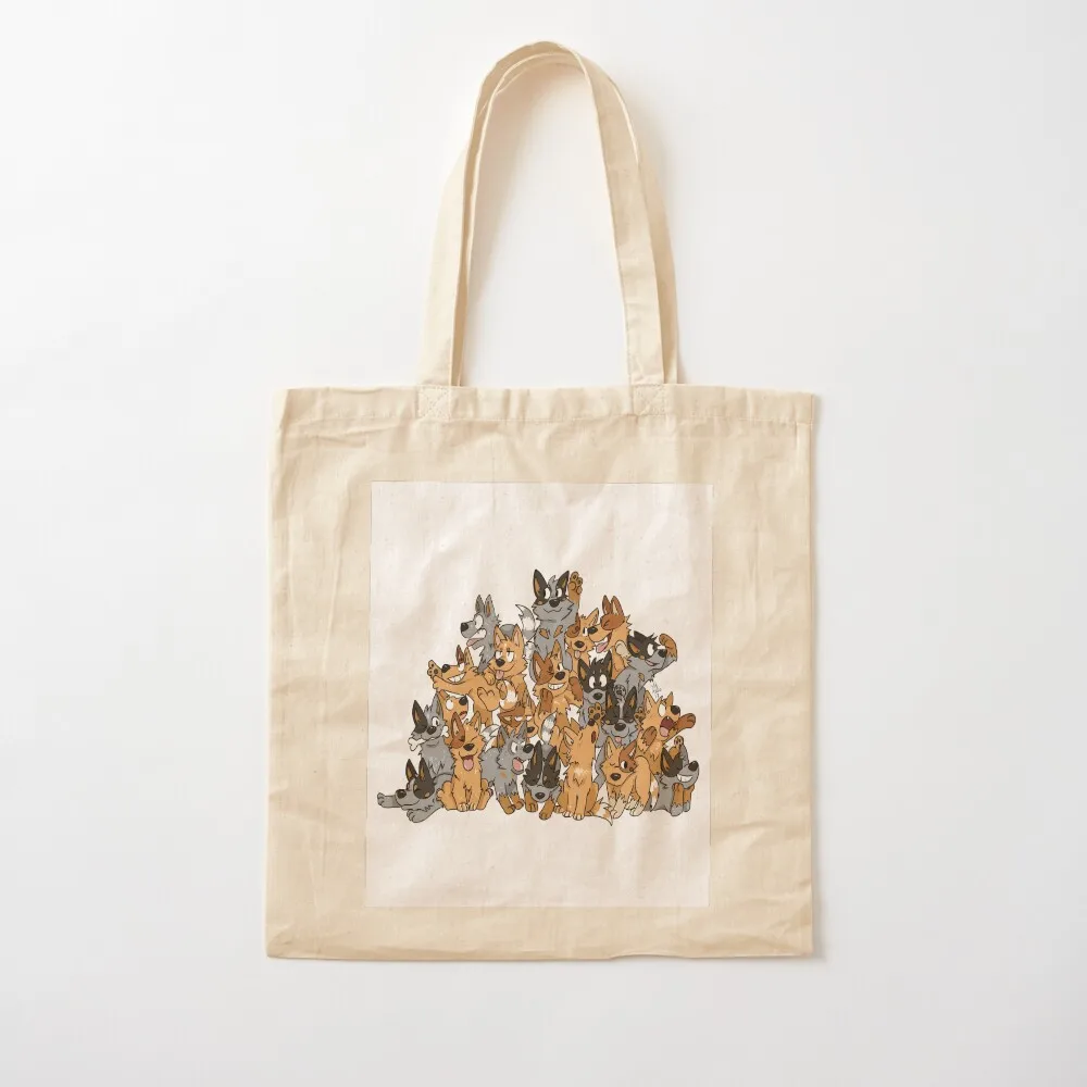 Cattle Dog Pile Tote Bag Reusable bags canvas shopping bag tote bags cloth bags Canvas stote bag
