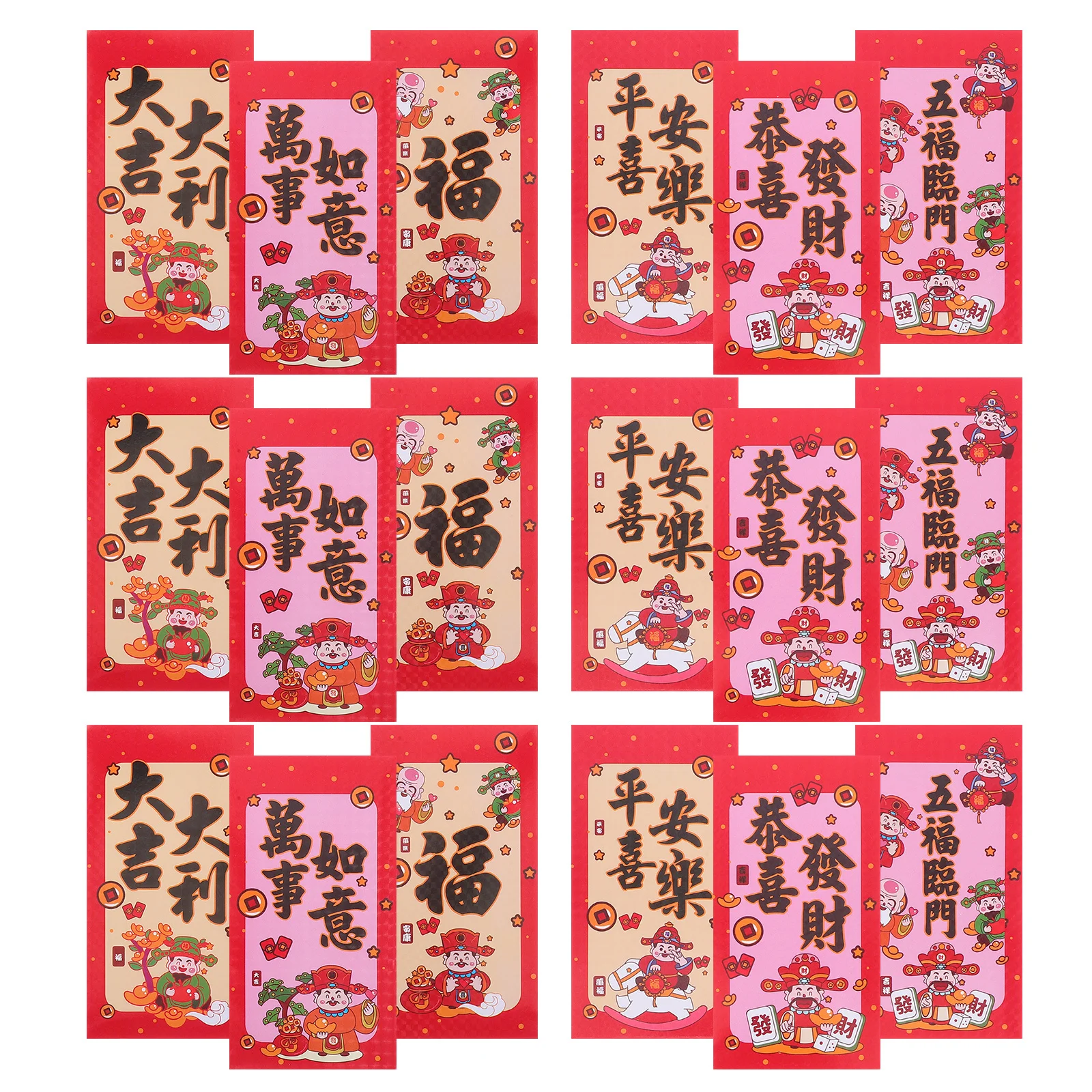 

18Pcs 3D Red Envelopes Chinese New Year 2025 Spring Festival Lucky Money Pockets Cartoon Design for Wedding Birthday Celebration