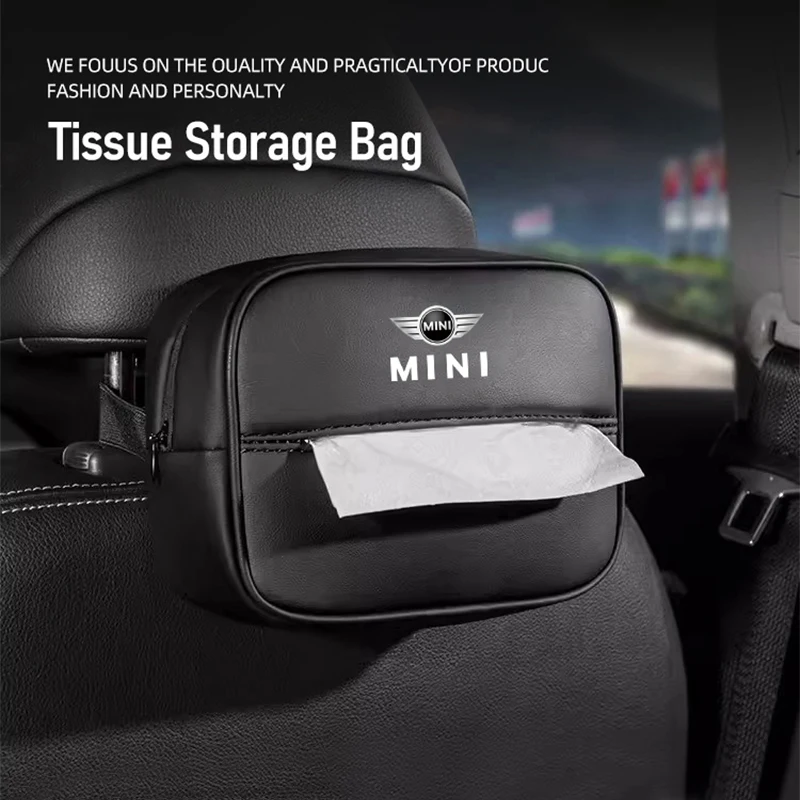 

Кожаный органайзер для салфеток в автомобиль, сумка для хранения бумажных полотенец для BMW MINI JCW Cabrio Cooper Countryman Aceman Clubman Coupe Paceman