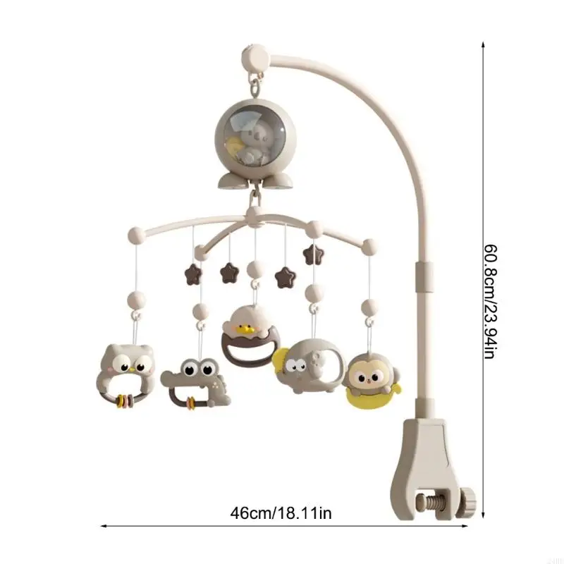 หมุนเปลเด็กมือถือดนตรีระยะไกลดำเนินการเพลงสัตว์ไฟติดตามภาพของเล่น 24BE