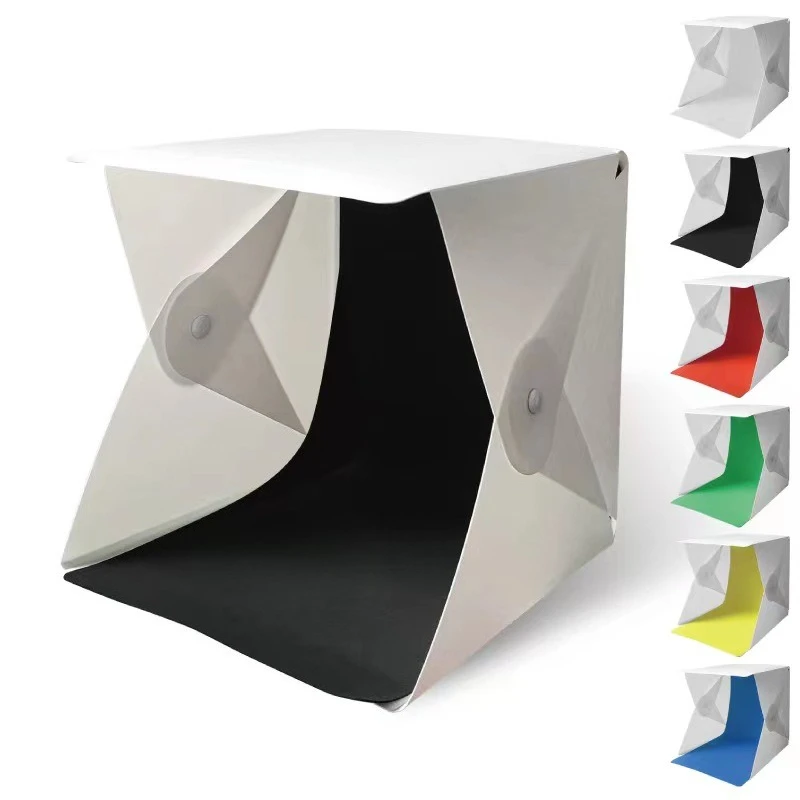 Foldable Photo Booth Softbox Light Box Mini Photo Studio Box with Light Strip 22*23*24cmBackdrop Booth 2-6 Color Optional