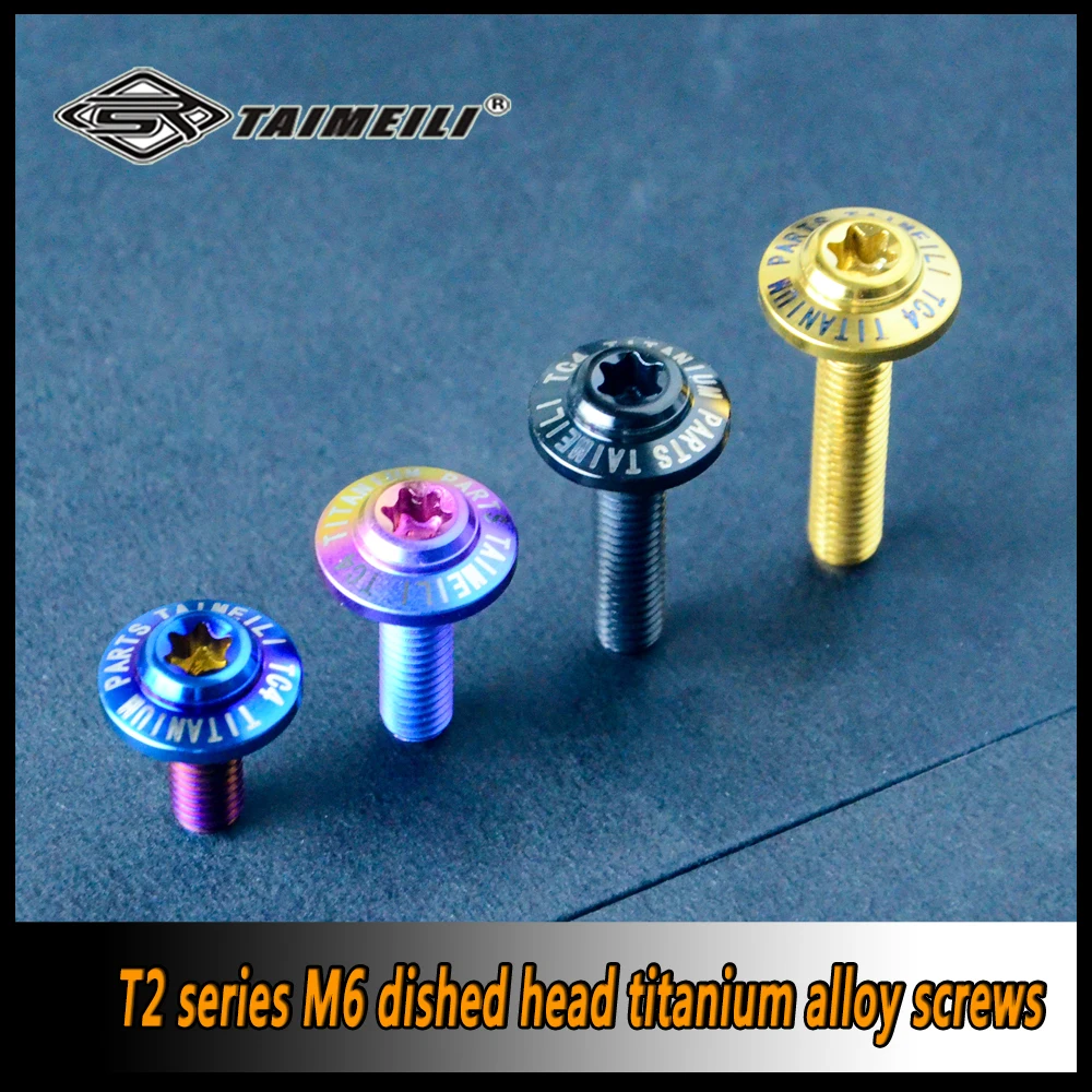 TAIMEILI 1pcs Titanium legering Bout T2 Serie Afgewerkte Schroef M6 x10/16/20/25/30/35/40/50mmLocomotief shell Modificatie en Reparatie