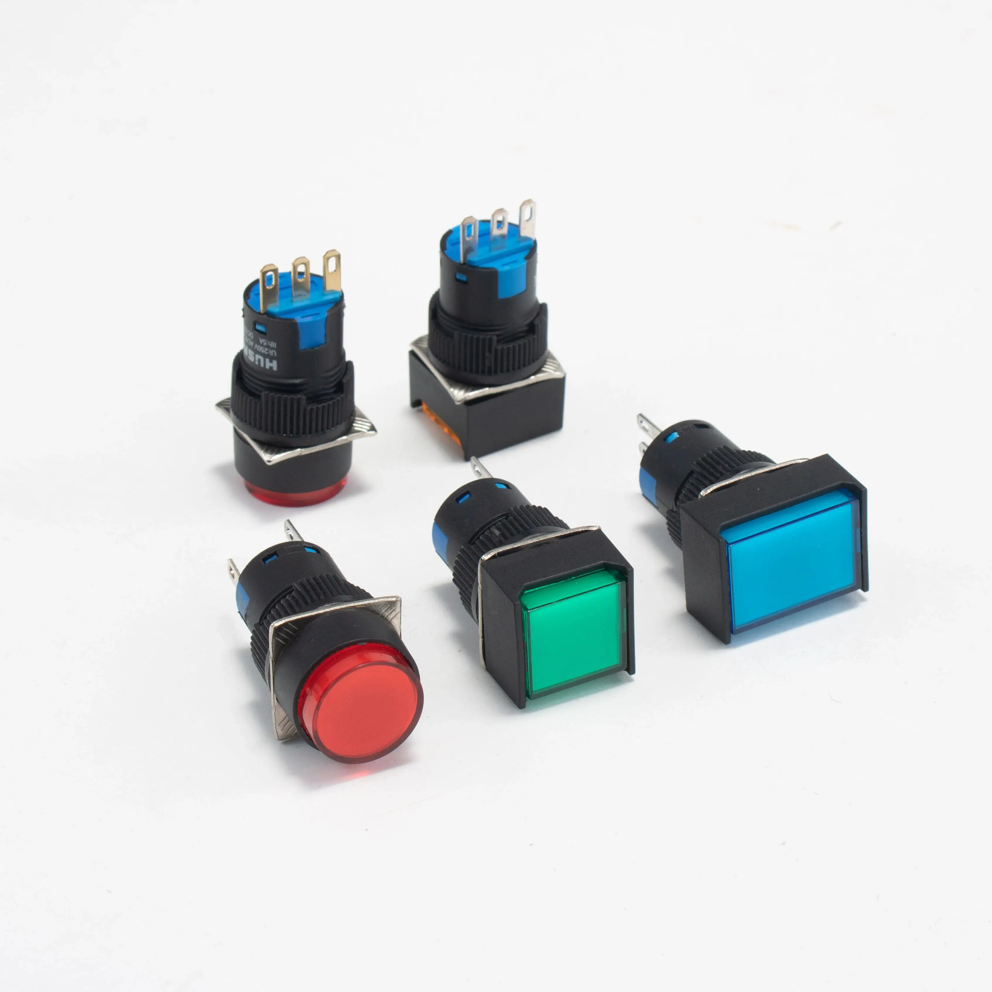 Button Switch LA16 Self Locking Reset Rectangle Circle Square Power Supply Contact Push Button Switch Without Light 1NO1NC
